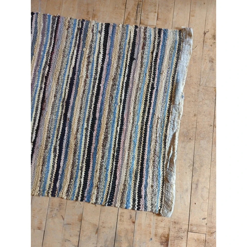 Antique Imported Swedish HandMade Rag Rug Runner‎ (25 x 147 inches )